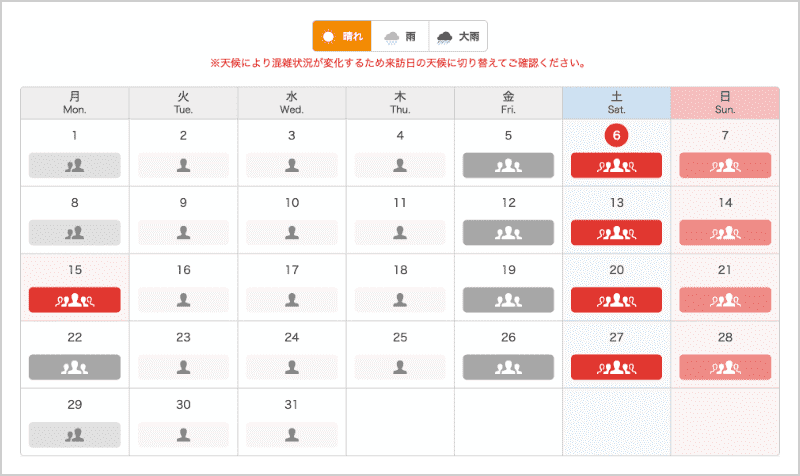 観光快適度カレンダー