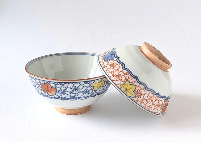 京焼・清水焼 帯雲錦 組飯椀