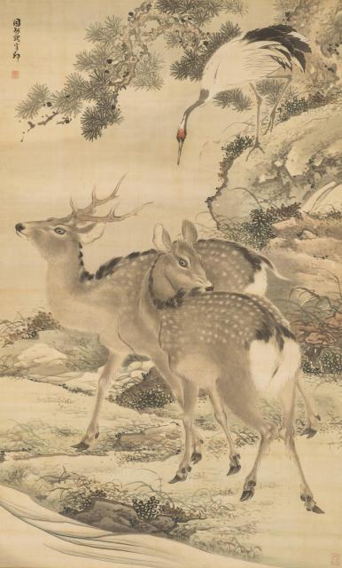 岸駒《福禄寿図》1822年 前期展⽰