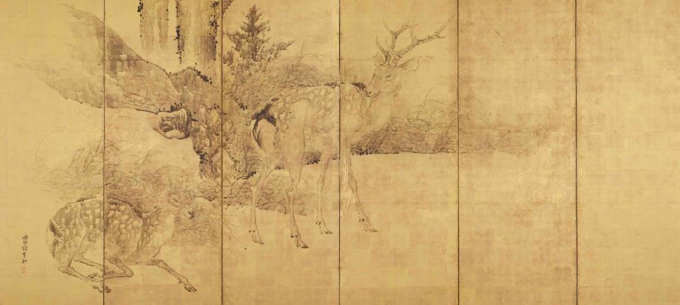 岸駒「鹿鶴図」 江戸時代後期 (十八世紀後半)以降