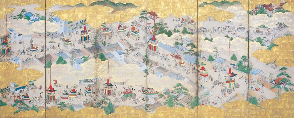 《祇園祭礼図屛風》（右隻）　江戸前期　細見美術館蔵