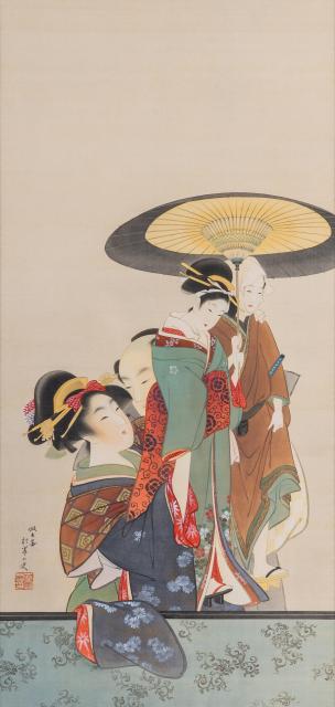 上村松園《人形遣之図》 20世紀 福田美術館蔵 後期展示
