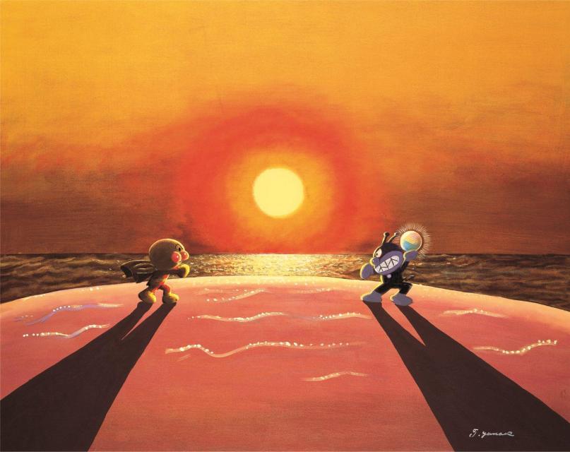 「夕陽の決闘」1998年 ©やなせたかし （公財）やなせたかし記念アンパンマンミュージアム振興財団蔵