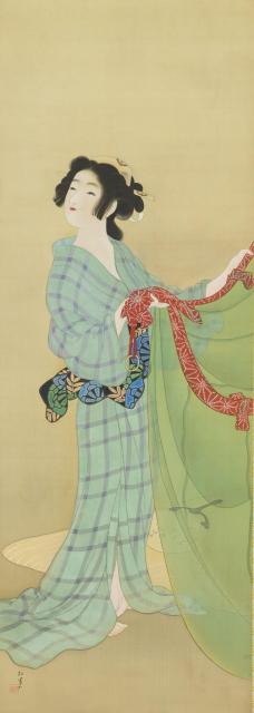 上村松園《美人観月》1913年頃 福田美術館蔵 後期展示