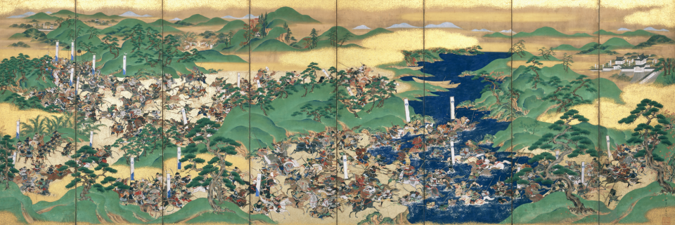 耳川合戦図屏風　探意筆　八曲一隻　紙本金地著色　江戸時代　相国寺蔵（Ⅱ期）