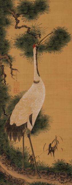 伊藤若冲《老松白鶴図》 18世紀 福田美術館蔵 通期展示