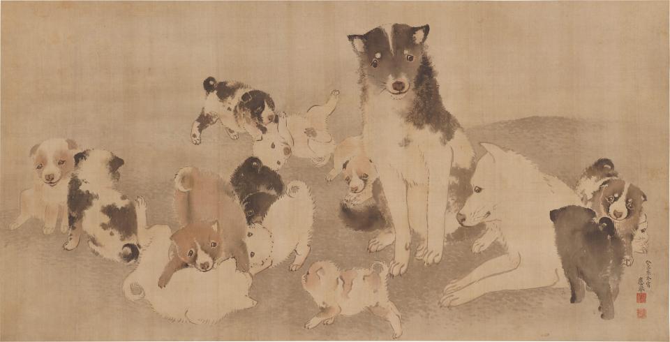 円山応挙《群犬図》 福田美術館蔵 前期展示