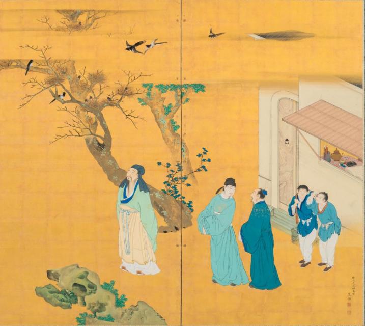 円山応挙《陶淵明図屏風》1778年 福田美術館蔵 中期展示