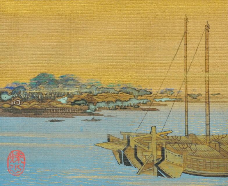 池田孤邨　《江戸近郊八景図画帖》より「芝浦晴嵐」　江戸後期　細見美術館蔵