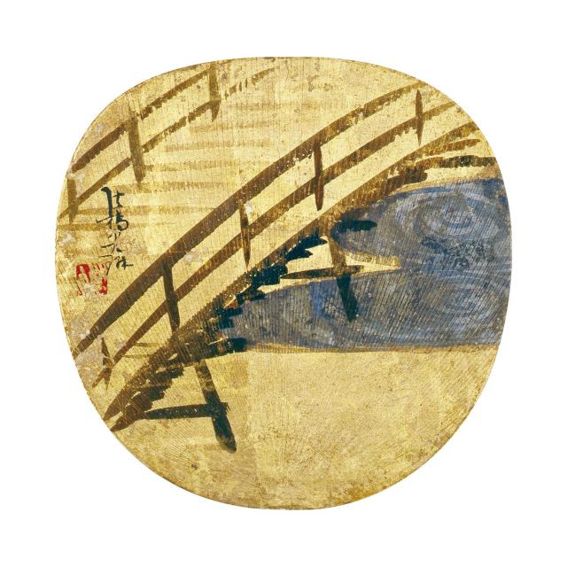 尾形光琳　《宇治橋図団扇》　江戸中期　細見美術館蔵