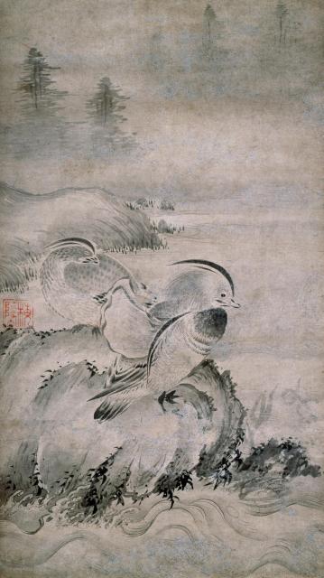 梅隠　《鴛鴦図》　室町時代　細見美術館蔵