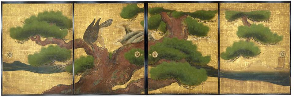 重要文化財　狩野山楽筆　二条城二の丸御殿〈大広間〉四の間《松鷹図》　京都市（元離宮二条城事務所）