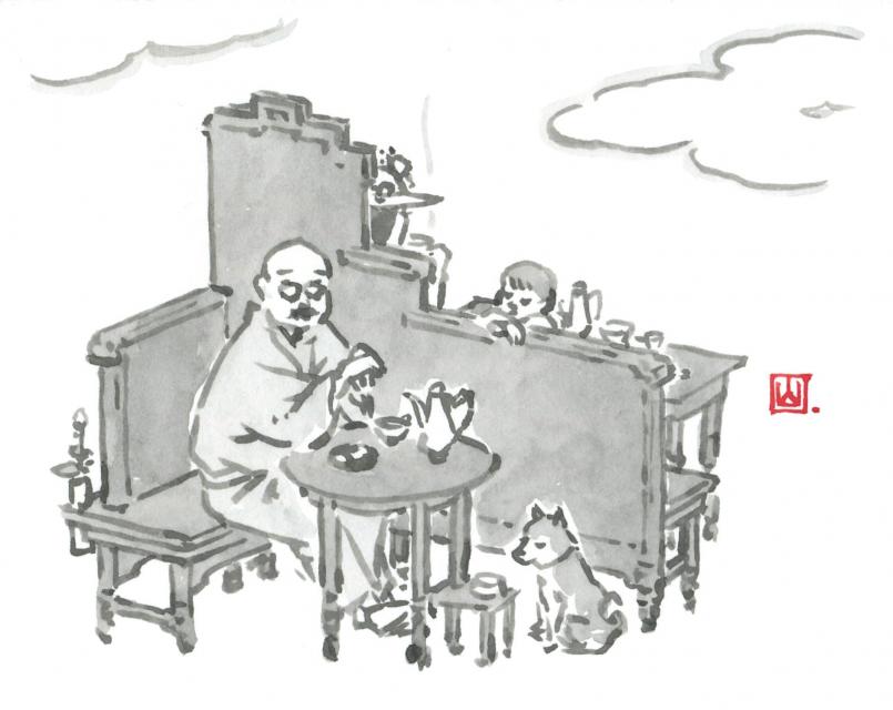 山口晃《好きなカフエーのおじいさん》2013年 ©YAMAGUCHI Akira, Courtesy of Mizuma Art Gallery