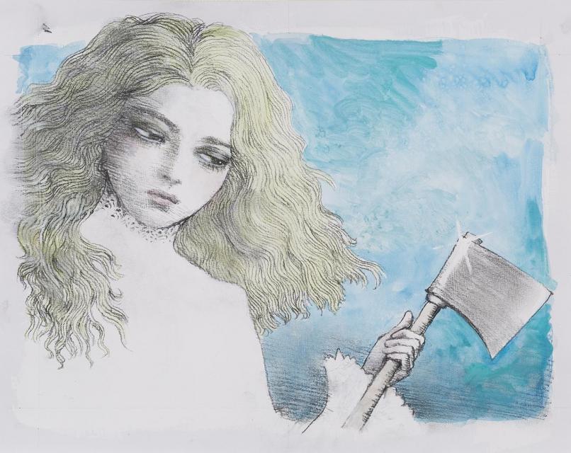 『きんのおの』原画　2017年　著：蜂飼耳、岩崎書店　©AQUIRAX