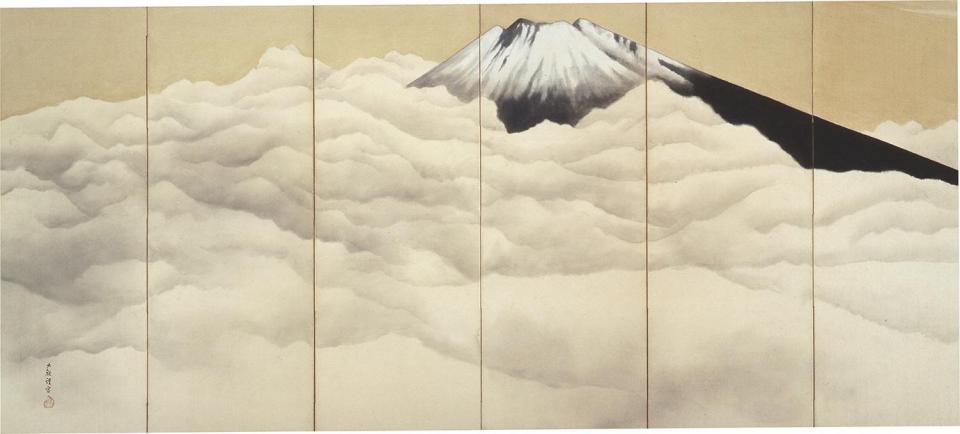 横山大観《富士図》（左隻）