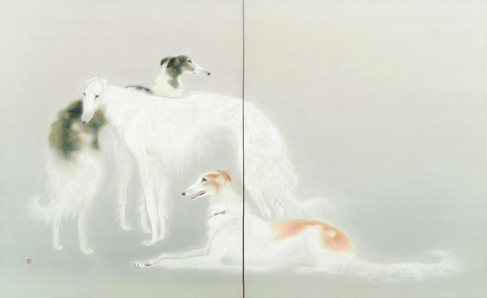 山口華楊　「洋犬図」　1937年（昭和12）第1回新文展　東京国立近代美術館蔵　