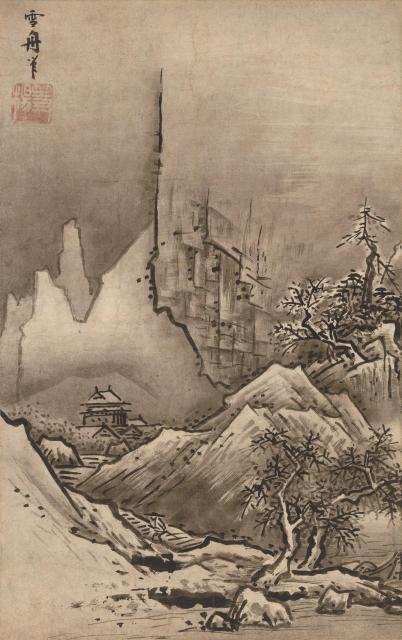 国宝　秋冬山水図　雪舟筆 　　東京国立博物館蔵　室町時代（15世紀）　通期展示（左隻）