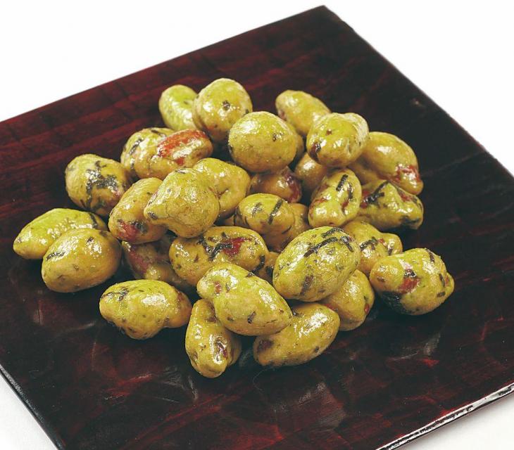 ツン！としたわさびの辛みが大粒ﾋﾟｰﾅｯﾂとのり醤油の風味にピッタリ　豆政の自信作です。